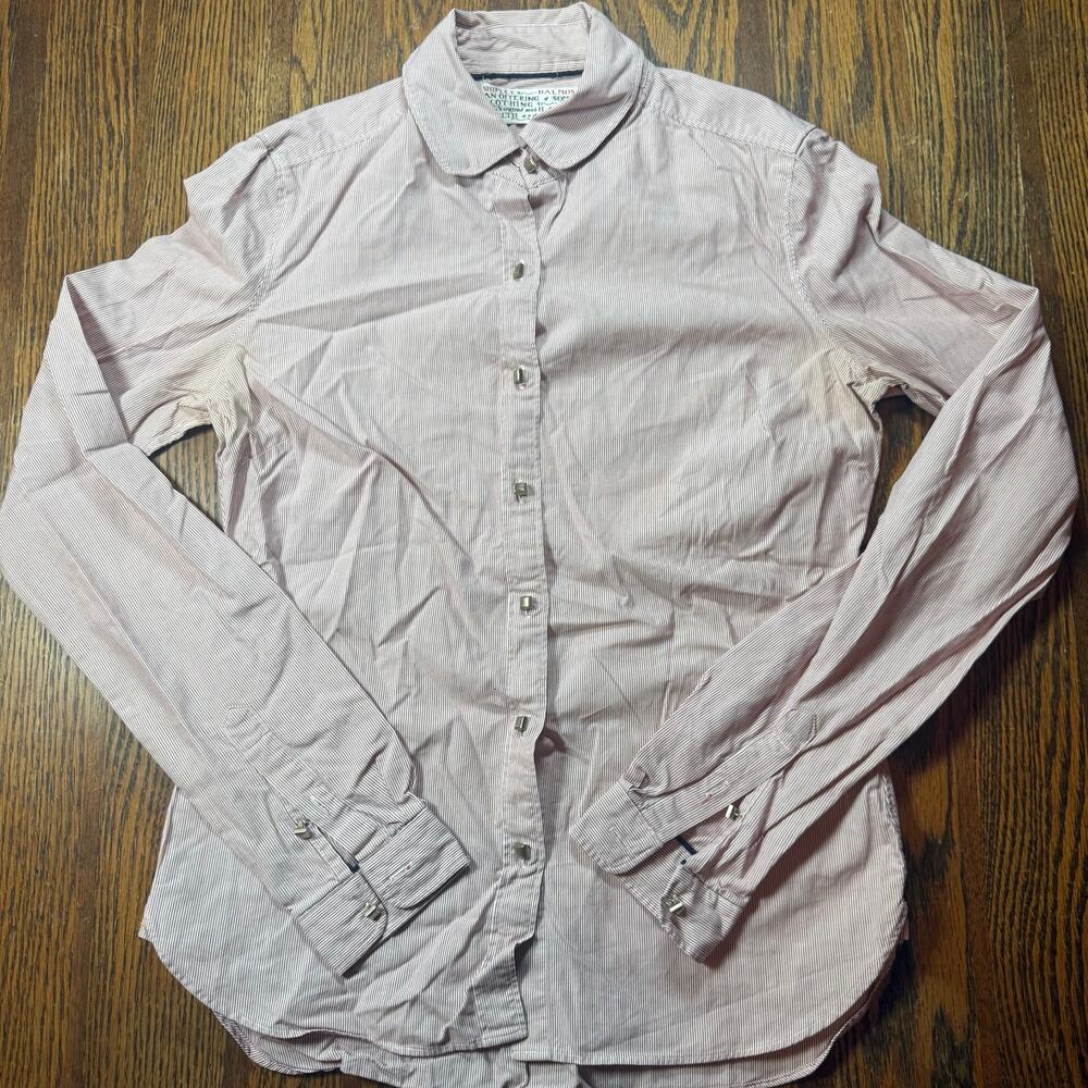 Shipley & Halmos XS Striped Button Down Shirt Long Sleeve Oxford Pink Stripe